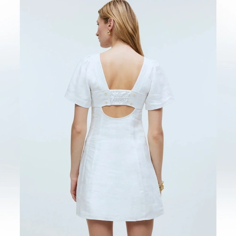 Madewell Square-Neck Mini Dress in 100% Linen - Picture 4 of 7